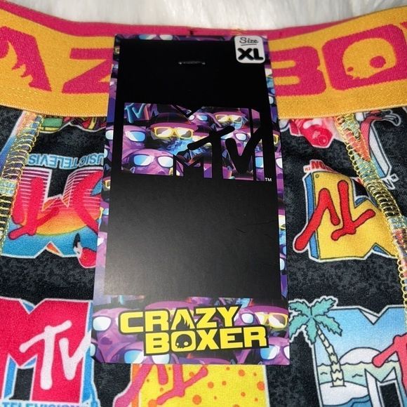 Crazy Boxer MTV Logo All Over Print Mens XL Stretch Sleep‎ Boxers New Soft Touch - Picture 5 of 7